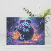 Invitation 🌈🎃Carte de danse de squelette romantique (Debout devant)