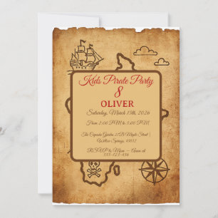 Invitation Carte de Pirate Vintage, 8e Anniversair