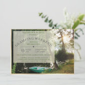 Invitation carte de week-end de camping Glamping (Debout devant)