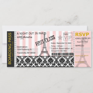 Invitation Carte d'Embarquement Paris, Mariage, An