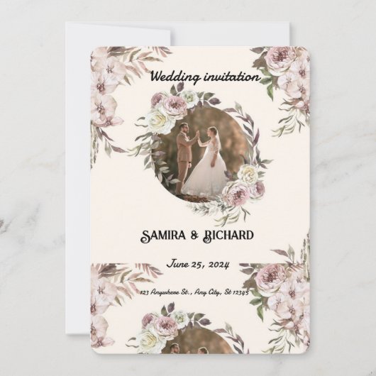 Invitation - Carte d'invitation de mariage élégant (Devant)