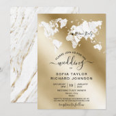 Invitation Carte du Monde en Marbre pour Destinati (Devant / Derrière)