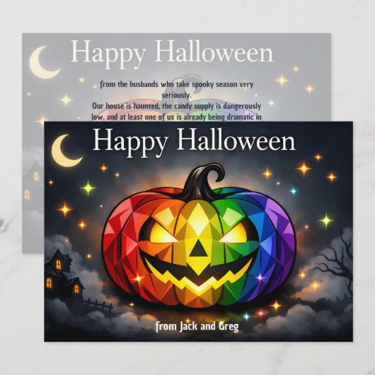 Invitation 🎃🌈Carte Halloween LGBT (Devant / Derrière)