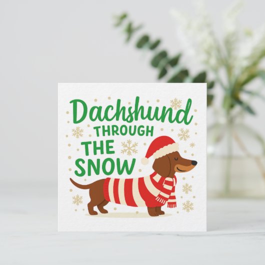 Invitation Carte/invitation de Noël pour teckel (Debout devant)