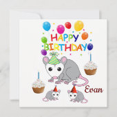 Invitation carte joyeux anniversaire opossum (Devant)