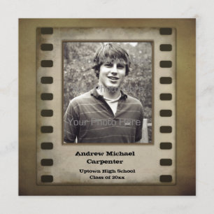 Invitation Carte photo Brown de Grunge Strip