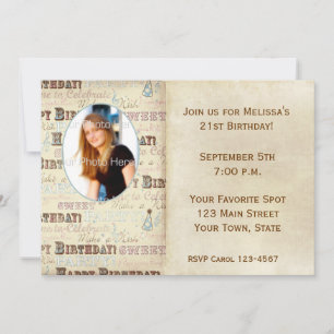 Invitation Carte photo de texte d'anniversaire