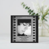 Invitation Carte photo Gris Film Strip Grunge (Debout devant)