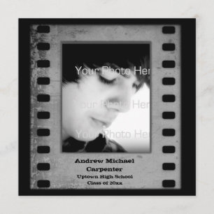 Invitation Carte photo Gris Film Strip Grunge