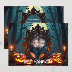 Invitation 🎃Carte photo personnalisée Lueur de citrouille en