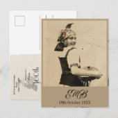 Invitation Carte Postale 100e anniversaire Elegant Monogramme Photo (Devant / Derrière)