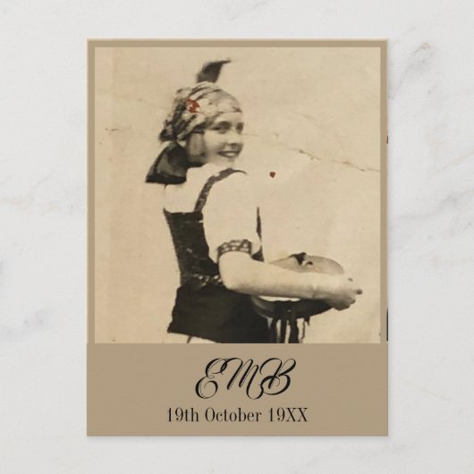 Invitation Carte Postale 100e anniversaire Elegant Monogramme Photo (Devant)