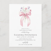 Invitation Carte Postale 100e fête d'anniversaire Blush Pink Bow Fleur sauv (Devant)