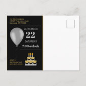 Invitation Carte Postale 16ème anniversaire Confetti en Noir et Or (Dos)