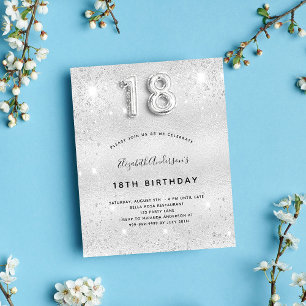 Invitation Carte Postale 18e anniversaire argent parties scintillant glamou