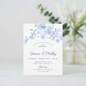 Invitation Carte Postale 18e anniversaire fête Dusty Blue Rose Floral (Debout devant)