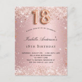 Invitation Carte Postale 18e anniversaire rose rose rose rose rose rose ros (Devant)