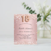 Invitation Carte Postale 18e anniversaire rose rose rose rose rose rose ros (Debout devant)