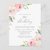 Invitation Carte Postale 19e fête d'anniversaire Feminine rose Floral (Devant)