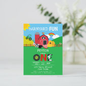 Invitation Carte Postale 1er Anniversaire Animaux de ferme Barnyard Fun Kid (Debout devant)