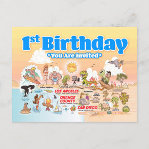 Invitation Carte Postale 1er anniversaire SoCal
