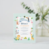 Invitation Carte Postale 1er anniversaire Wild One Jungle Animaux Theme Par (Debout devant)