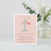 Invitation Carte Postale 1st Birthday Party Floral Botanical Butterfly (Debout devant)