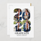 Invitation Carte Postale 2023 Modern Bold Script tendance 4 Photo Graduatio (Devant / Derrière)