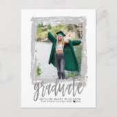 Invitation Carte Postale 2023 Moderne Brush Script Silver Photo Graduation (Devant)