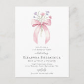 Invitation Carte Postale 21e fête d'anniversaire Blush Pink Bow Fleur sauva (Devant)