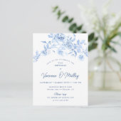 Invitation Carte Postale 21e fête d'anniversaire Dusty Blue Rose Floral (Debout devant)