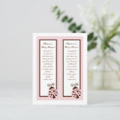 Invitation Carte Postale 2 marques de livre rose Ladybug (Debout devant)