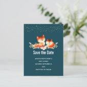 Invitation Carte Postale 2 mignons petits renards rouges Enregistrer la dat (Debout devant)