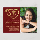 Invitation Carte Postale 2 Photo Moderne Black Gold Infirmière Graduation (Devant)