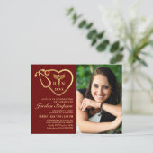 Invitation Carte Postale 2 Photo Moderne Black Gold Infirmière Graduation (Debout devant)