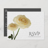 Invitation Carte Postale 2 Roses peints en blanc Elégant mariage RSVP (Devant / Derrière)