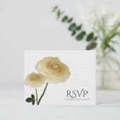 Invitation Carte Postale 2 Roses peints en blanc Elégant mariage RSVP (Debout devant)