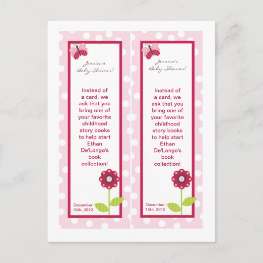 Invitation Carte Postale 2 Signets Berry Garden Lady Bug Flower Rose (Devant)