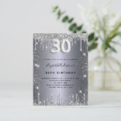 Invitation Carte Postale 30e anniversaire argent métal parties scintillant (Debout devant)