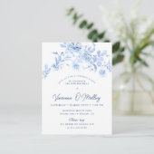 Invitation Carte Postale 30e anniversaire Surprise Party Dusty Blue Floral (Debout devant)