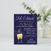 INVITATION CARTE POSTALE 311-CHAMPAGNE CÉLÉBRATION BLEU NAVY (Debout devant)