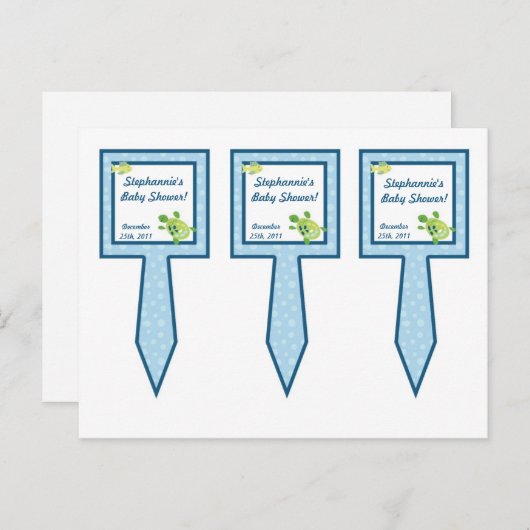 Invitation Carte Postale 3 Coupe Cake Pictures Turtle Reef Ocean Turtle (Devant / Derrière)