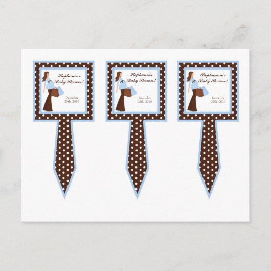 Invitation Carte Postale 3 Coupe Cuisson de gâteau Blue Mod Maman Pois (Devant)