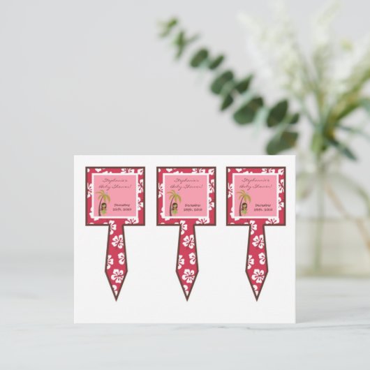 Invitation Carte Postale 3 Coupe Cuisson de gâteau rose Hawaiian Luau Tropi (Debout devant)