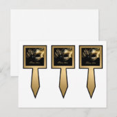 Invitation Carte Postale 3 Coupe de gâteau Pictures Mis XV Gold Black Party (Devant / Derrière)