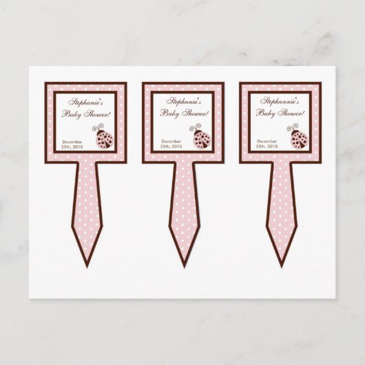 Invitation Carte Postale 3 Coupe de gâteau Pictures rose Ladybug (Devant)