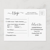 Invitation Carte Postale 3 Photo Simple Script Mariage élégant Kindly RSVP (Dos)