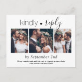 Invitation Carte Postale 3 Photo Simple Script Mariage élégant Kindly RSVP (Devant)