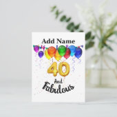 Invitation Carte Postale 40 et fabuleux ballons d'anniversaire (Debout devant)