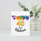 Invitation Carte Postale 40 et fabuleux ballons d'anniversaire (Debout devant)